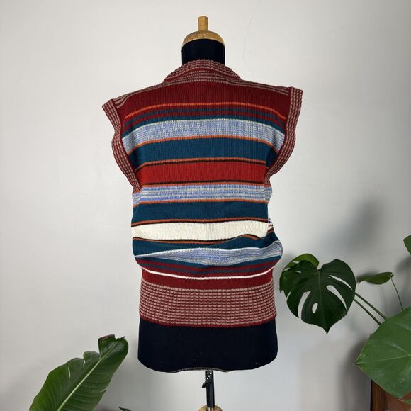 Vintage 70s 80s Knit Sweater Vest Southwestern Aztec Geometric Pattern - Picture 5 of 11